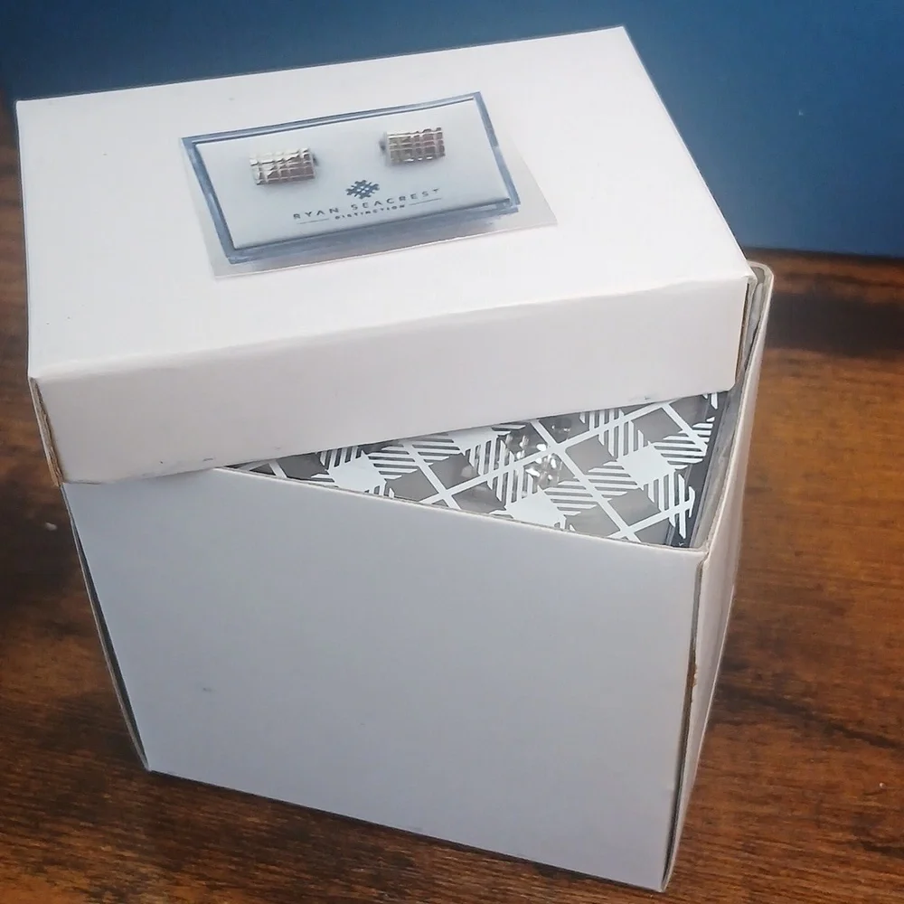 Ryan Seacrest Distinction Silver Geometric Cuff Links
